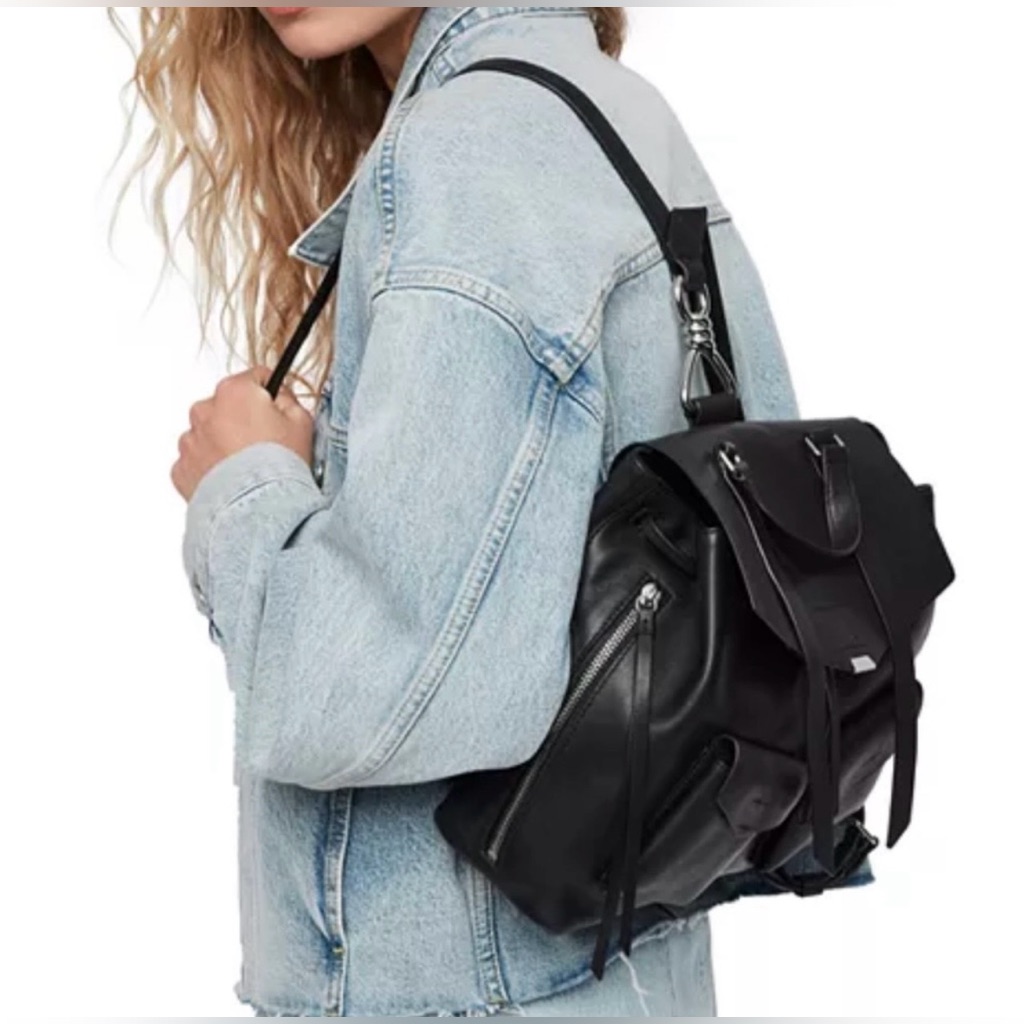 Black All Saints Captain Leather Backpack